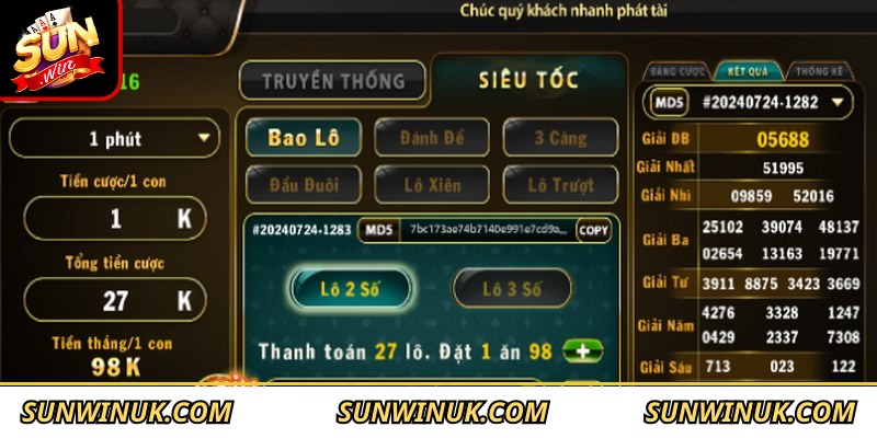 Các loại hình cược Lô Đề Siêu Tốc phổ biến tại Sunwin